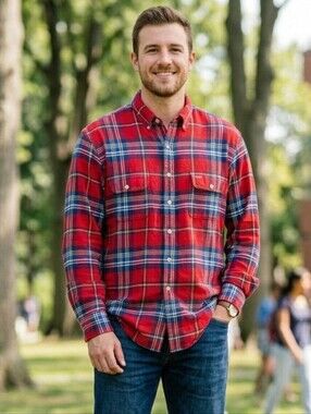 POLO RALPH LAUREN Plaid Flannel Button-Down Long Sleeve Shirt, Big Tall Size 2XB
